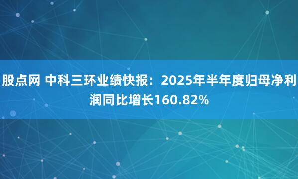 股点网 中科三环业绩快报：2025年半年度归母净利润同比增长160.82%