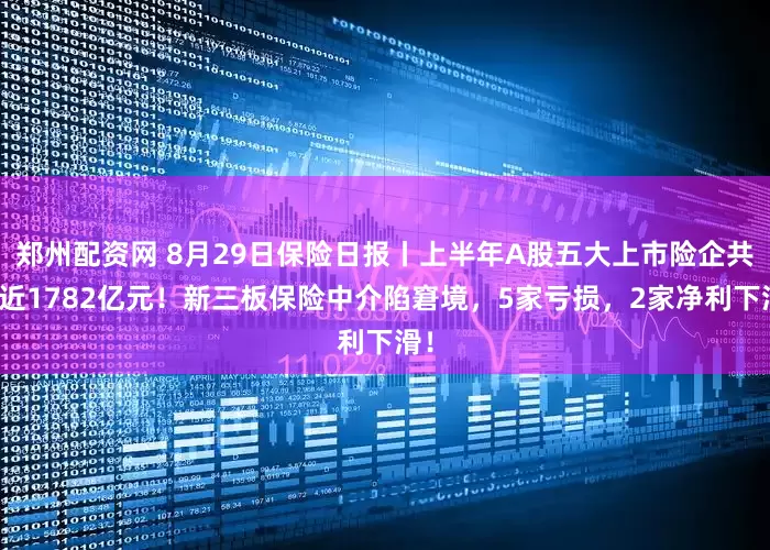 郑州配资网 8月29日保险日报丨上半年A股五大上市险企共赚近1782亿元！新三板保险中介陷窘境，5家亏损，2家净利下滑！